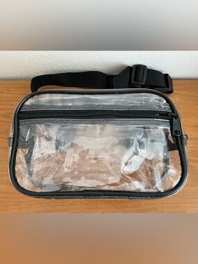 Clear PVC Crossbody Waist Bag - Black Trim Excellent shape
